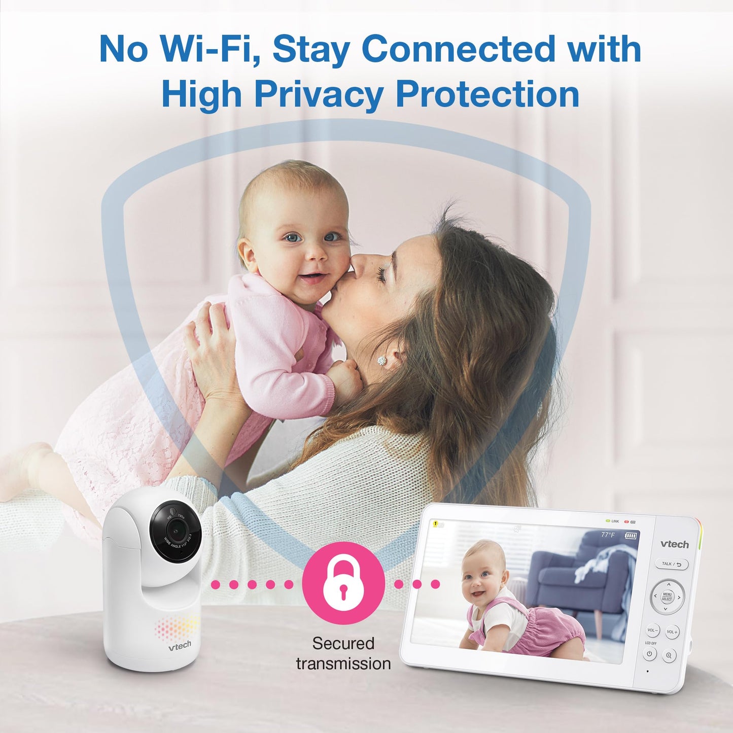 Vtech Upgraded 7' Baby Monitor, Advanced Hq Max, Pan Tilt Zoom Video Baby Monitor With Camera And Audio, Ips Screen, Touch Cont