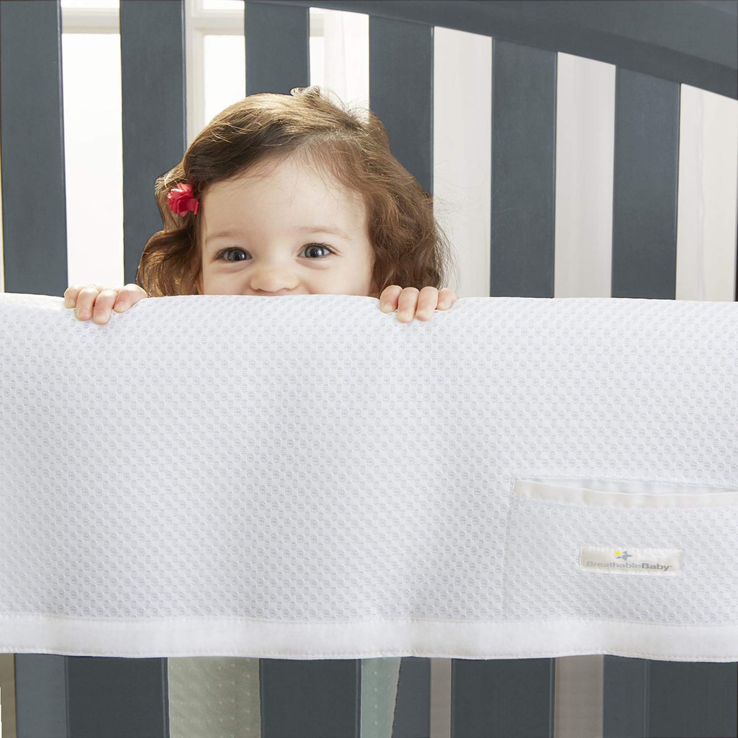 BreathableBaby Breathable Mesh RailGuard Teething Cover - White - 51    Long Panel (1) - Fits Most Full-Size and Does Not Fit Mi