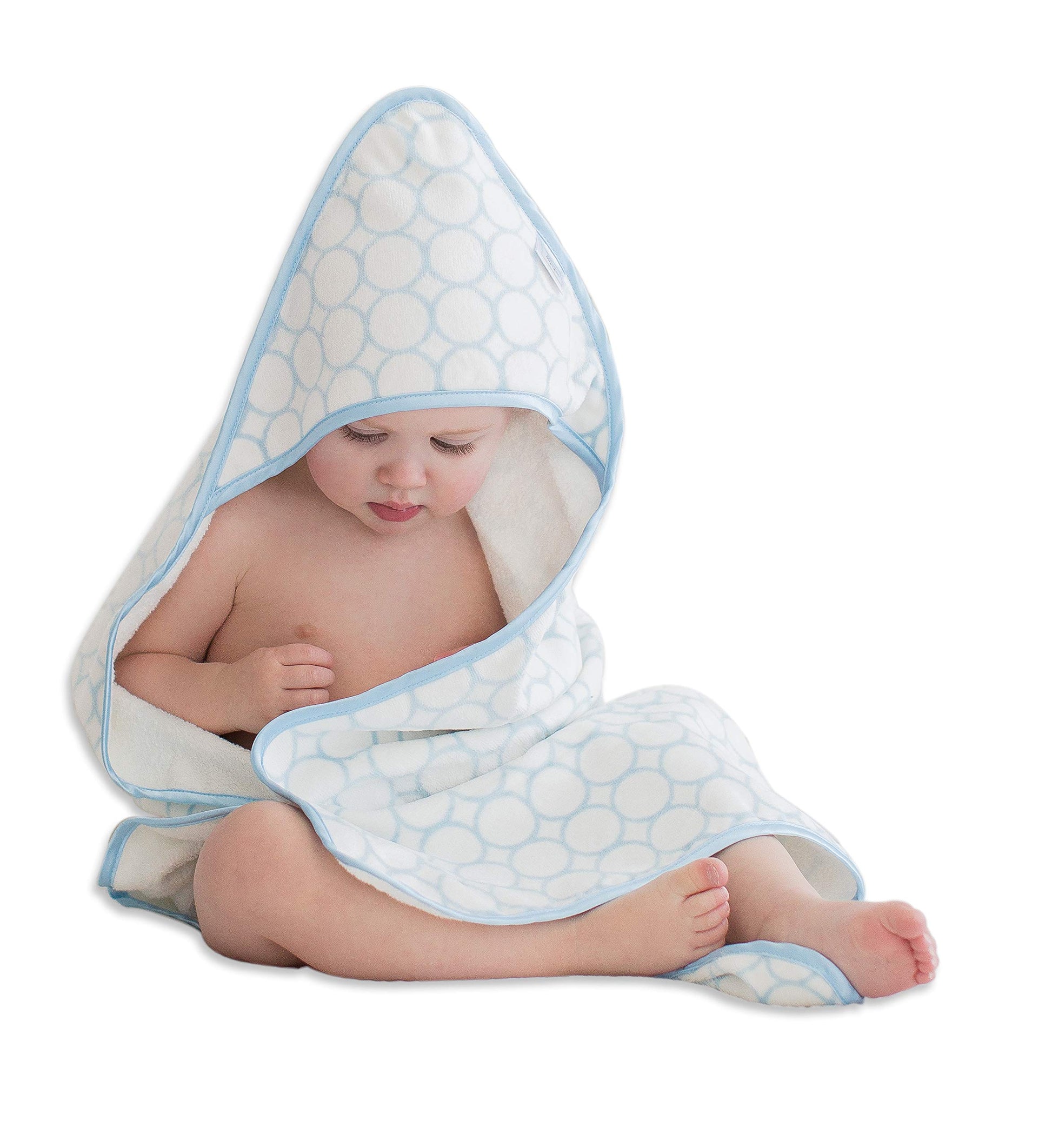 Swaddledesigns Organic Cotton Terry Velour Hooded Towel For Baby/Toddler, Absorbent With Satin Trim, Absorbent With Satin Trim,
