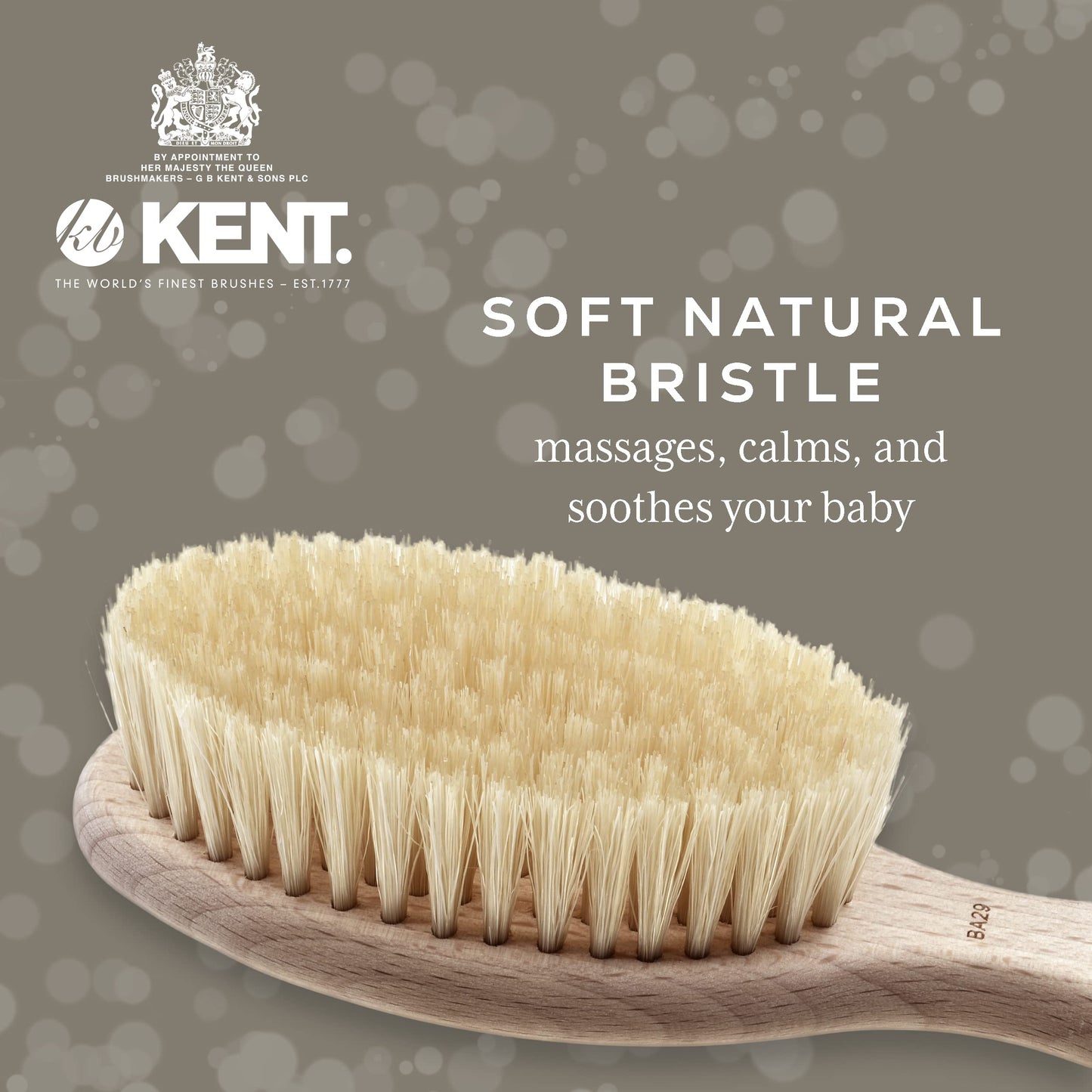 Kent Ba29 Cradle Cap Baby Hair Brush With Soft Natural Bristles And Travel Pouch - Baby Essentials For Newborn Hair Brush Made I