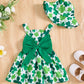Baby Girl Dress Newborn St Patricks Day Dress Summer Green Shamrock Halter Dresses With Hat Cute Baby Outfit Set Infant Clothes