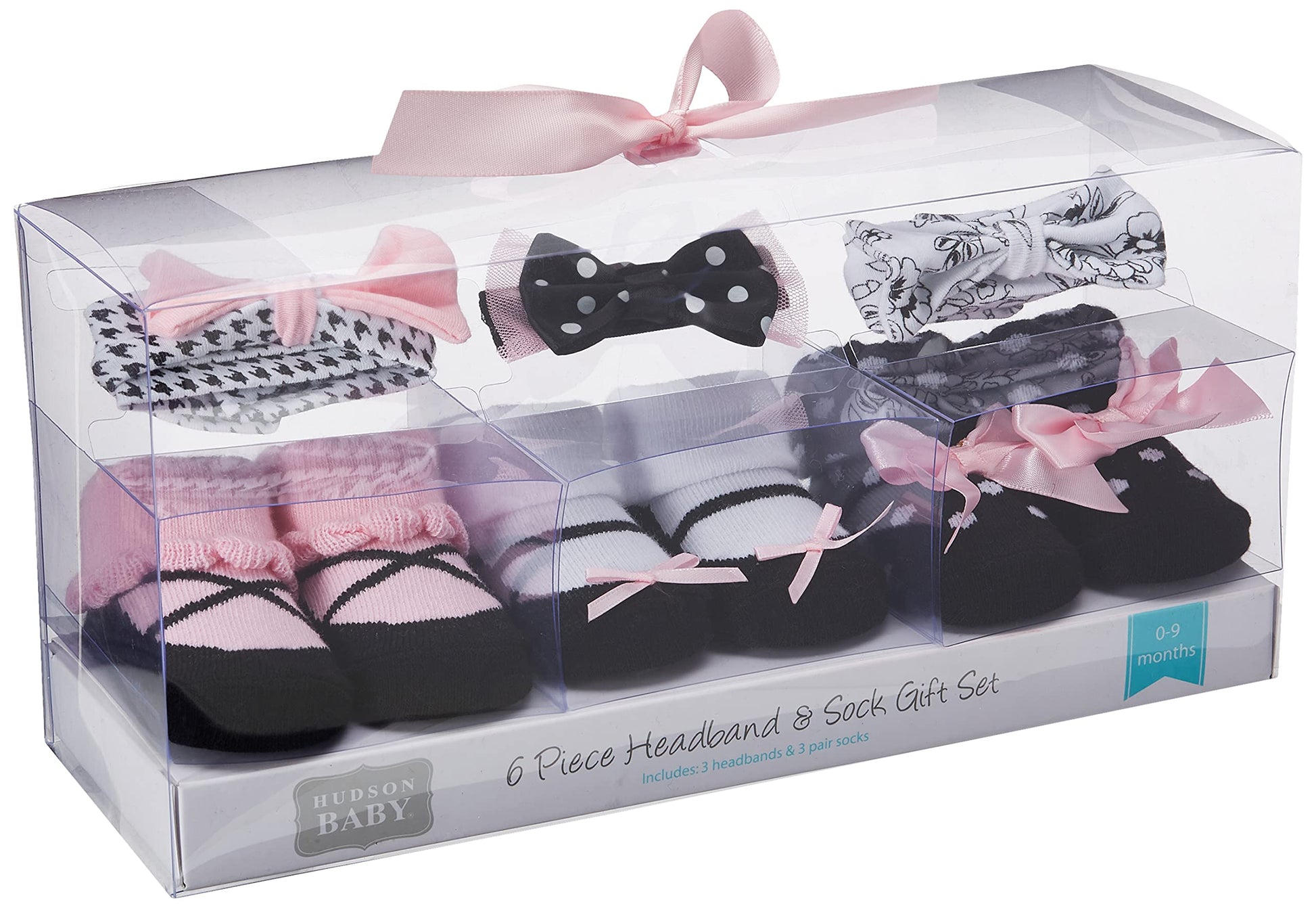 Hudson Baby Girls Socks Giftset Headband, Toile, One Size Us