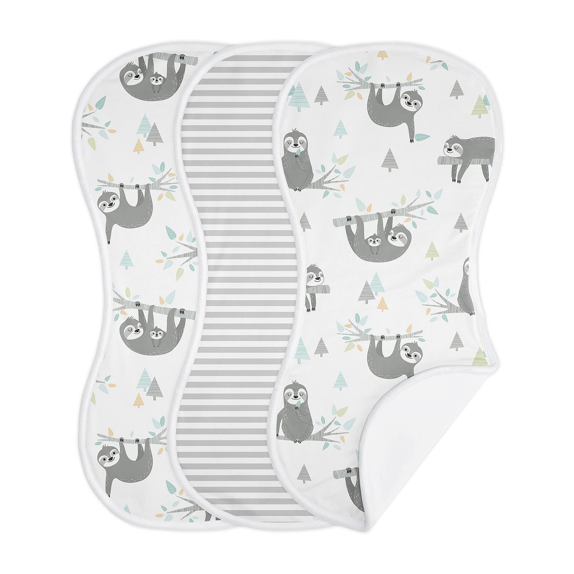 Sweet Jojo Designs Blue Jungle Sloth Baby Boy Girl Absorbent Burp Cloths Infant Newborn Turquoise Grey And Green Tropical Gender