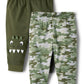 The Children'S Place Baby Boys Cotton Pants, Olive Green Dino/Green Camo 2 Pack, 9-12 Months Us