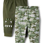 The Children'S Place Baby Boys Cotton Pants, Olive Green Dino/Green Camo 2 Pack, 0-3 Months Us
