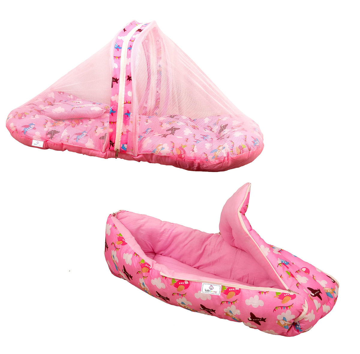 SafeChamp Skyler Baby Bedding Set with Pillow and Sleeping Bag Combo (Pack 2) (Pink)