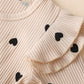 Fullfamous Infant Baby Girl Clothes Outfits,Fall Winter Romper Christmas Clothing Set 9-12 Months Ecru Heart