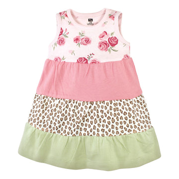 Hudson Baby Girls' Cotton Dresses, Multicolor Blush Rose Leopard, 14 Years