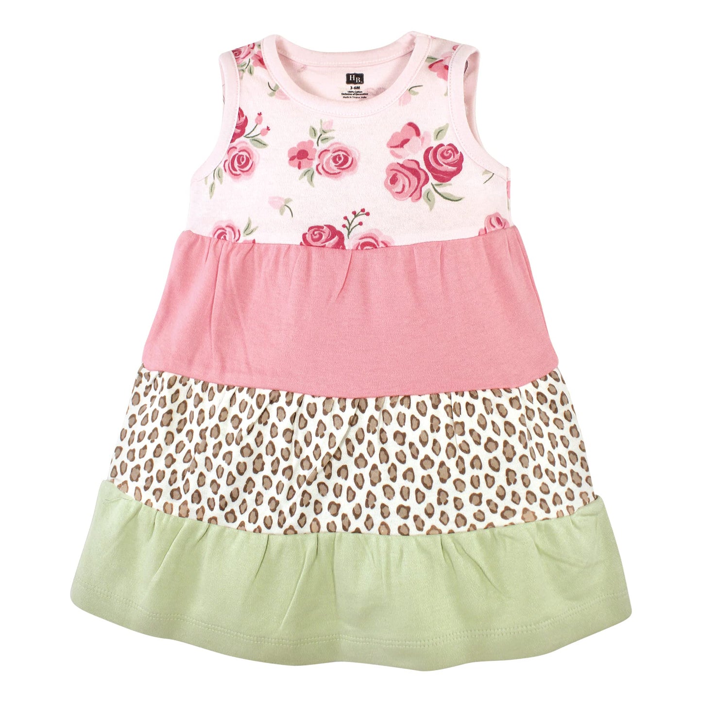 Hudson Baby Girls' Cotton Dresses, Multicolor Blush Rose Leopard, 8 Years