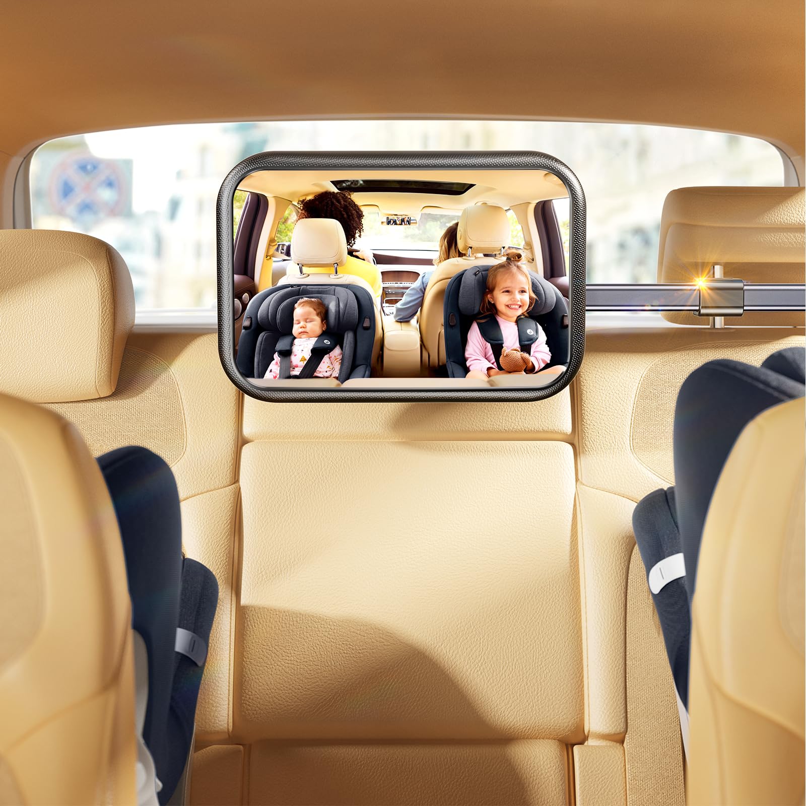 Tazeni Baby Car Mirror, Stretchable 360 Caring Baby Mirror For Car Seat Rear Facing Seat Infant Shatterproof, Baby Essentials Fo