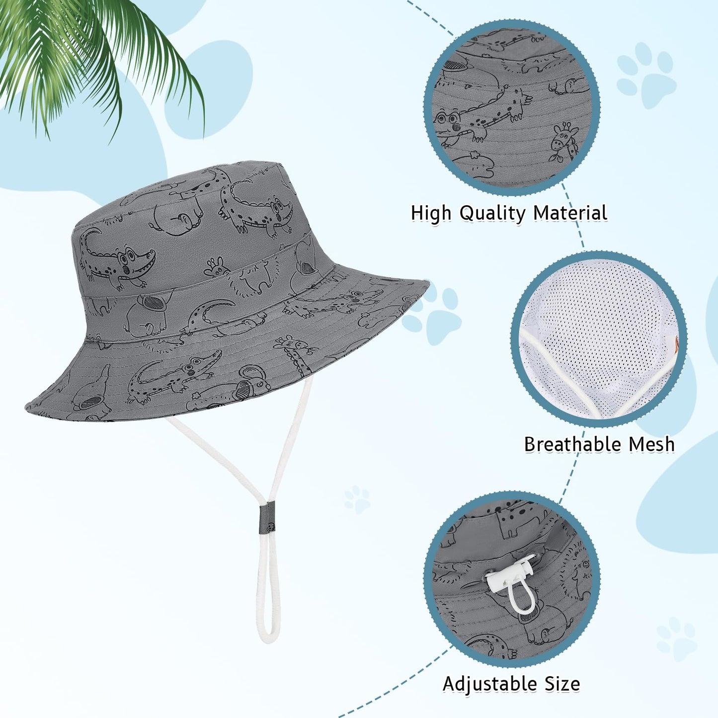 Durio Toddler Bucket Sun Hat Baby Hats Boys Summer Hats For Kids Gifts Green 3-6 Months