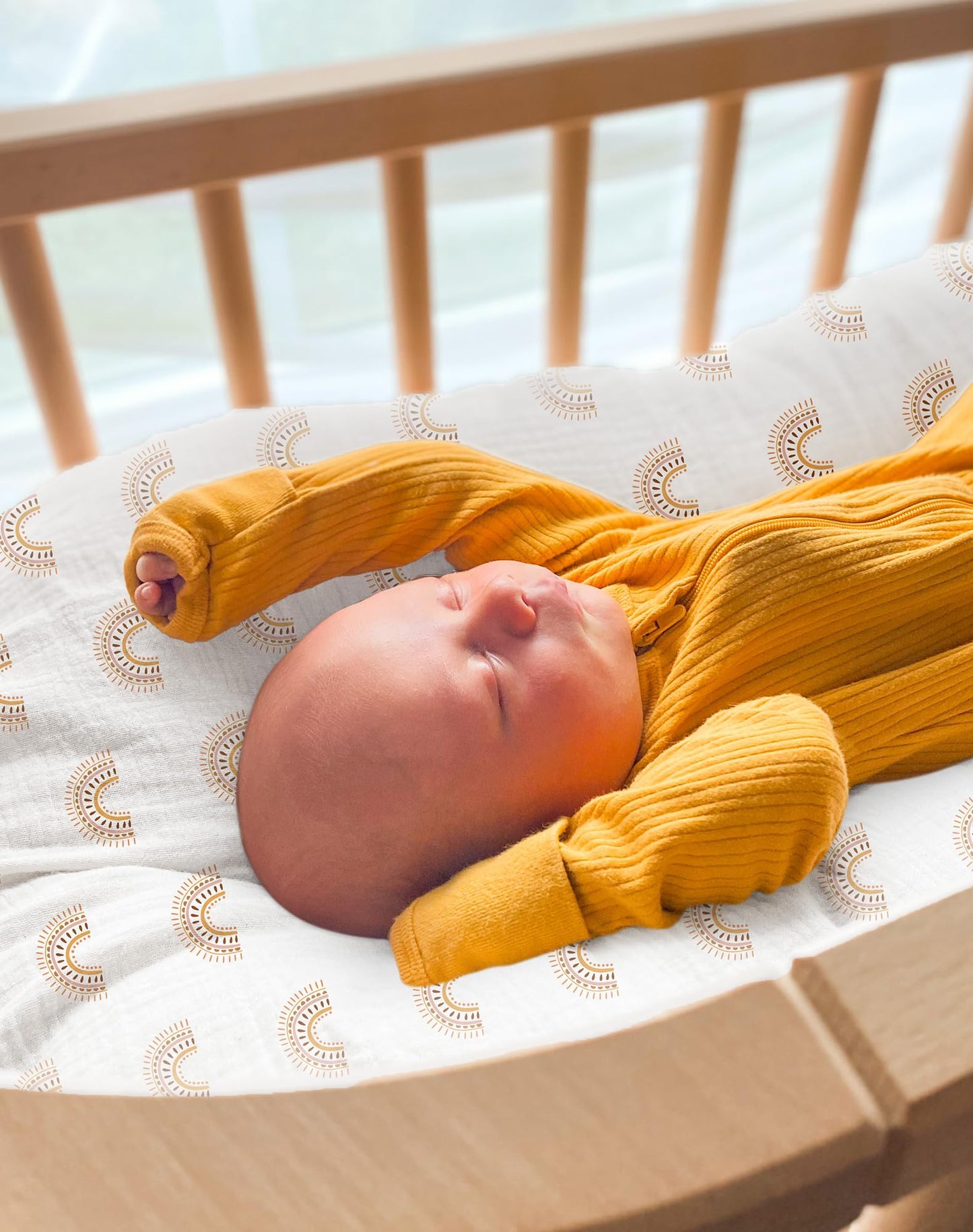 Muslin Baby Lounger Cover, Soft Breathable Newborn Lounger Pillow Cover For Boys Girls Infant (Rainbow)