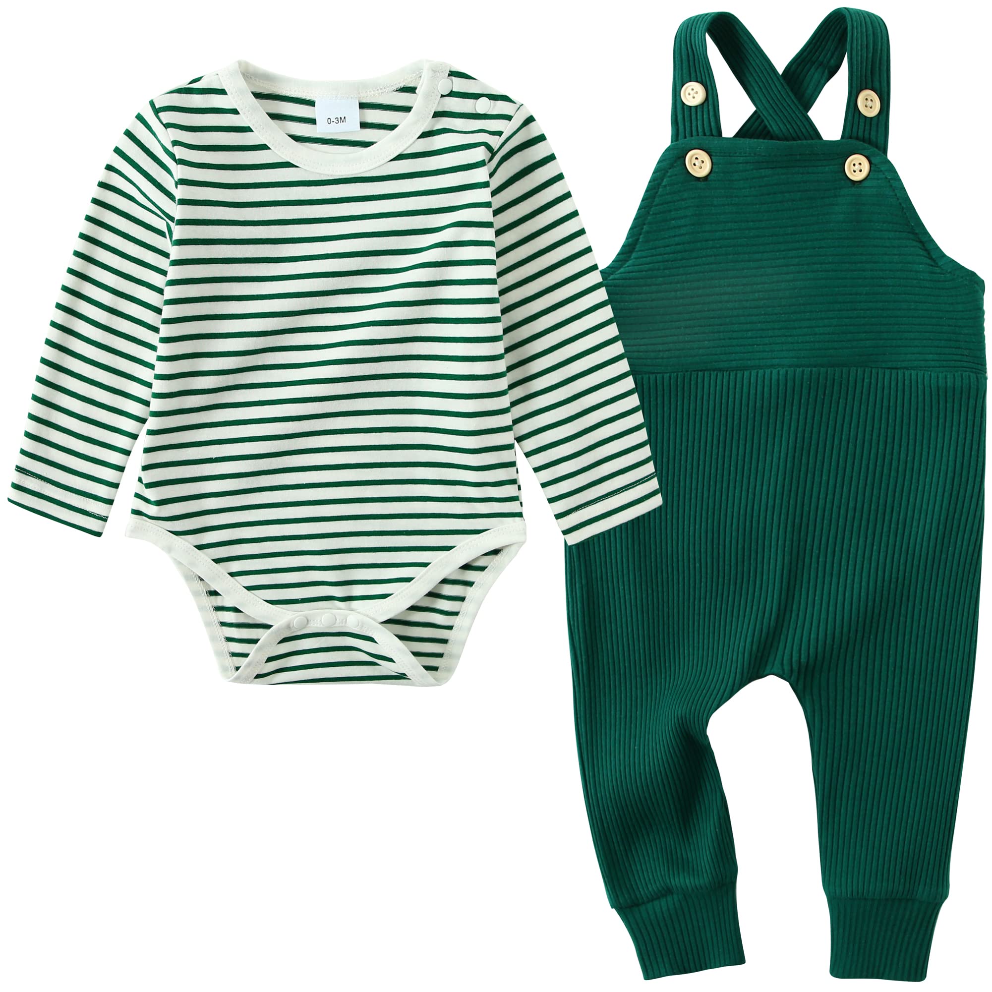 Newborn Baby Boy Clothes,2Pcs Infant Boy Romper Bodysuit Fall Winter Stripe Outf WBBAPB0BKVSYYZY