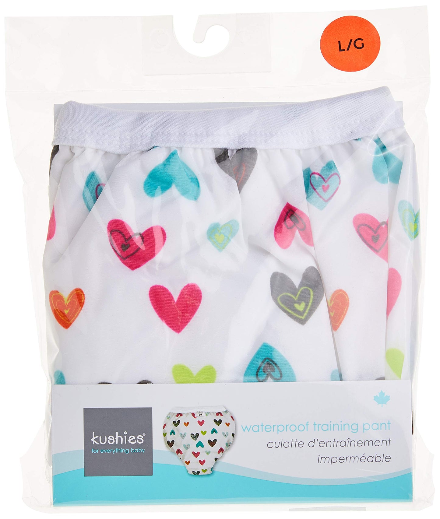 Kushies Baby Waterproof Training Pant (33-38 Pounds), Doodle Hearts, White, Large