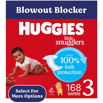 Huggies Size 3 Diapers, Little Snugglers Baby Diapers, Size 3 (16-28 Lbs), 168 Count (6 Packs Of 28), Packaging May Vary