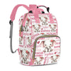 Perarts Pink Elephant Personalized Diaper Bag Backpack for Baby Boy with Name, Custom Nappy Nursing Bag for Moms Dads, Customize