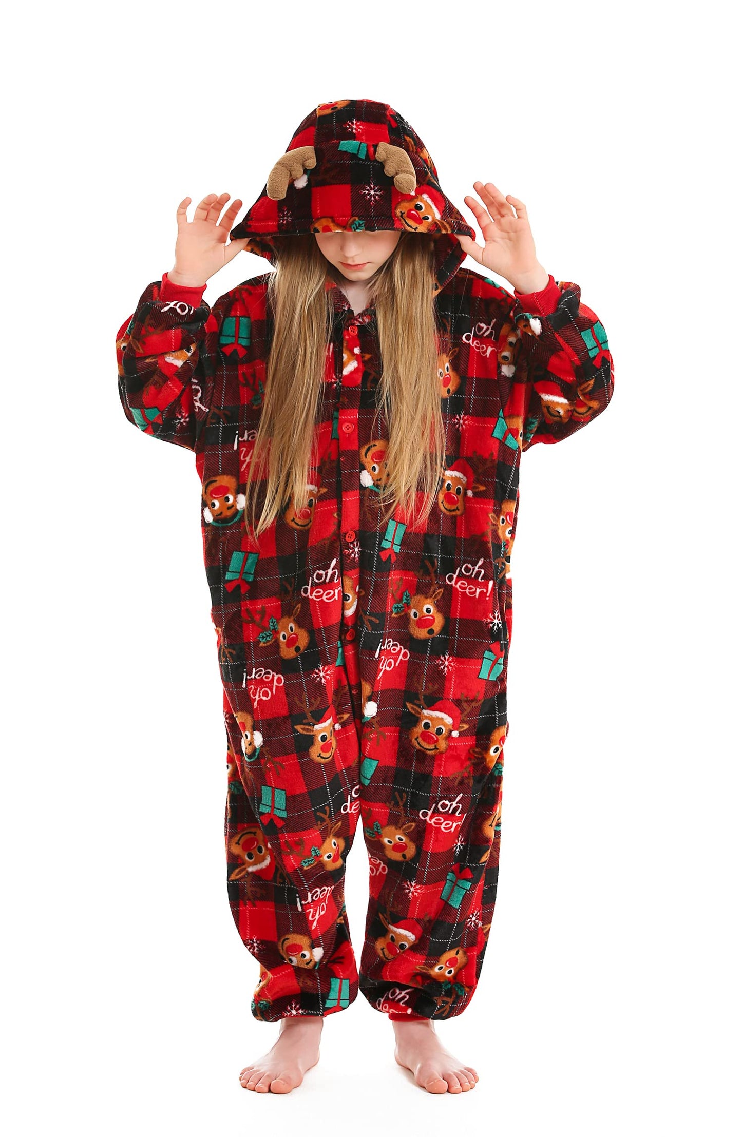 Atoz Onesie For Kids, Animal Pajamas Halloween Cosplay Costume For Girls Boys, Christmas Elk 4-5T