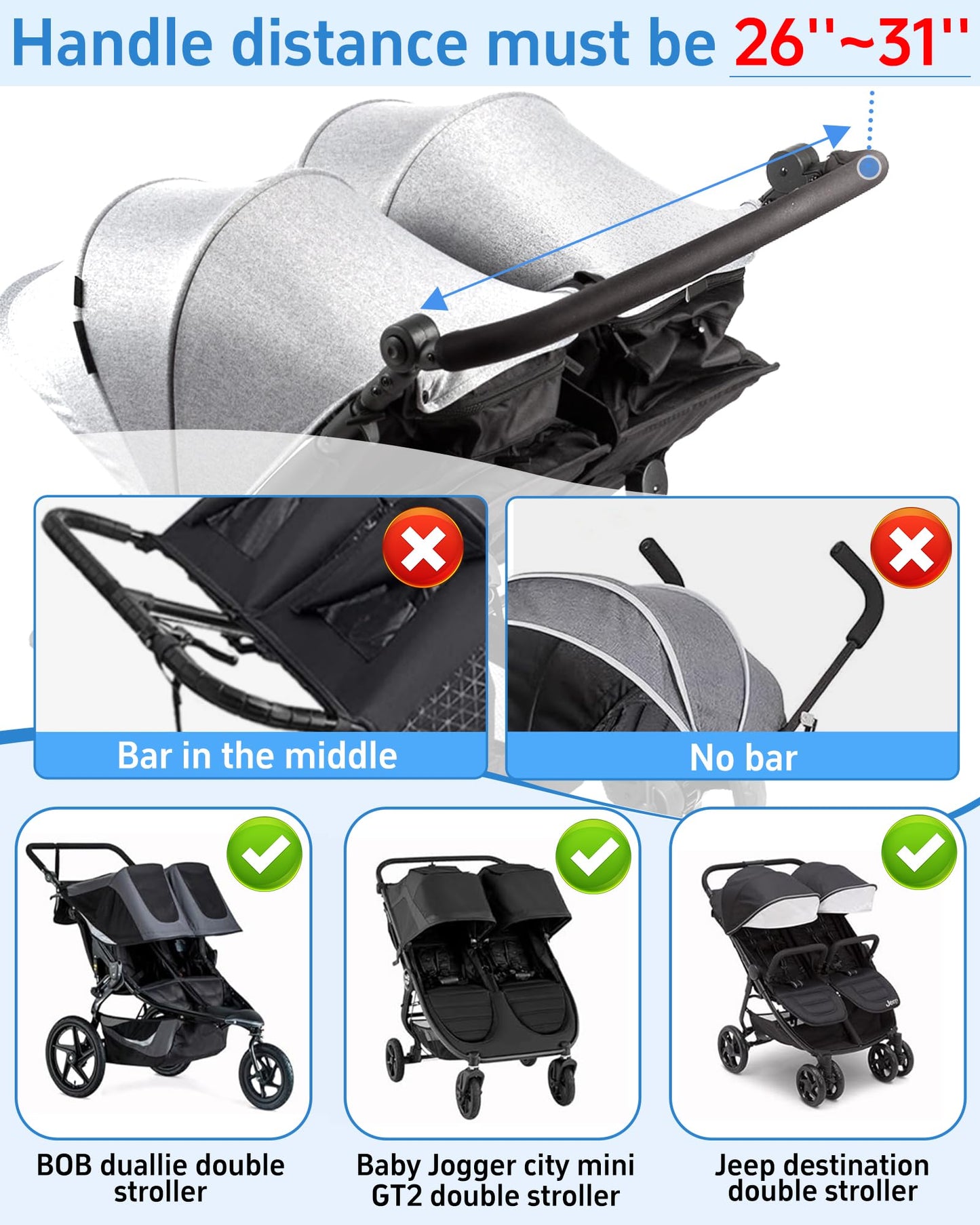 Telawsfun Double Stroller Organizer Compabitle For Bob Duallie And Baby Jogger City Mini Gt2 With Cooler Bags, Compabitle For Ba