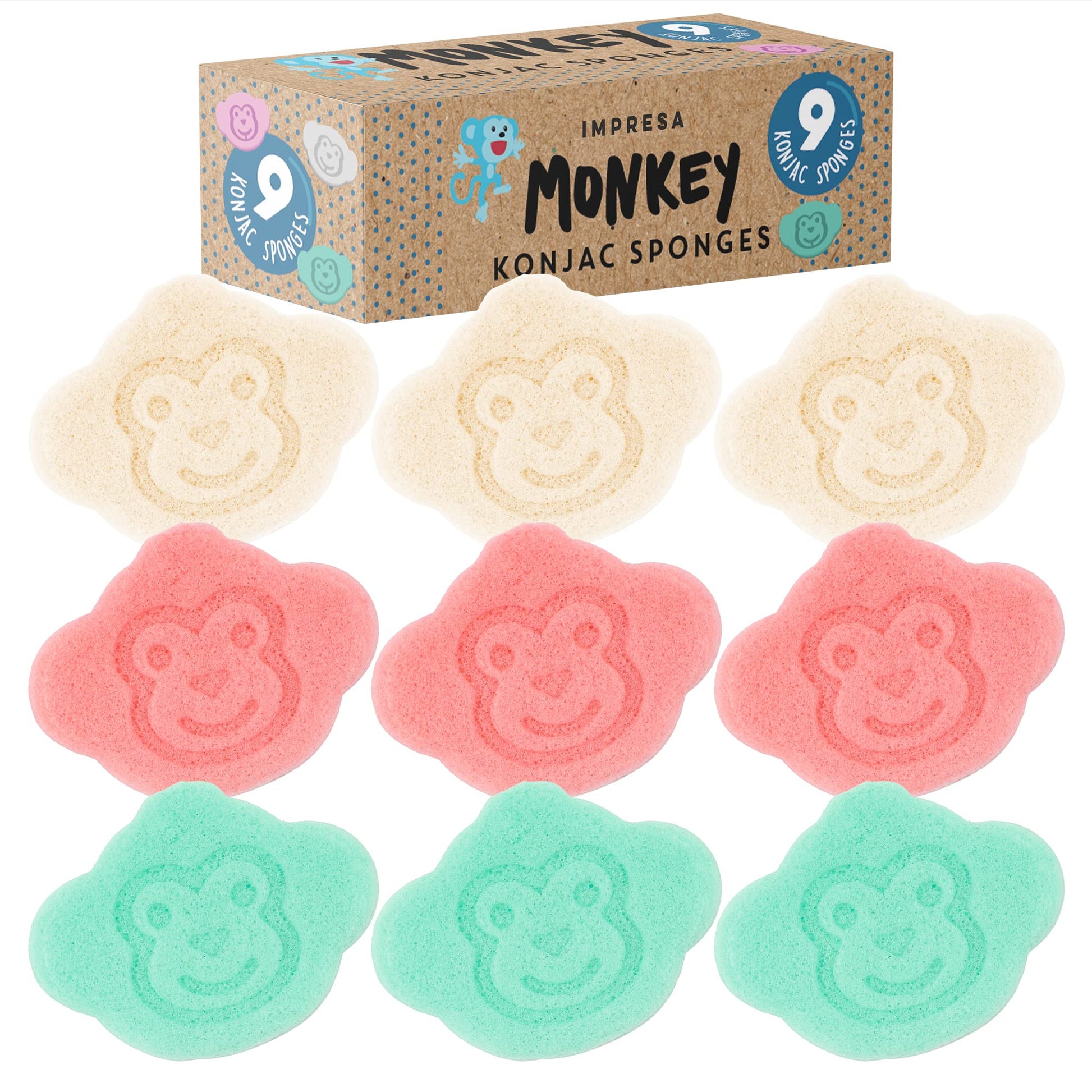 Impresa [9 Pack] Konjac Baby Bath Sponge Set For Sensitive Skin - For Safe And Natural Infant Bath Time - Baby Sponge For Bathin