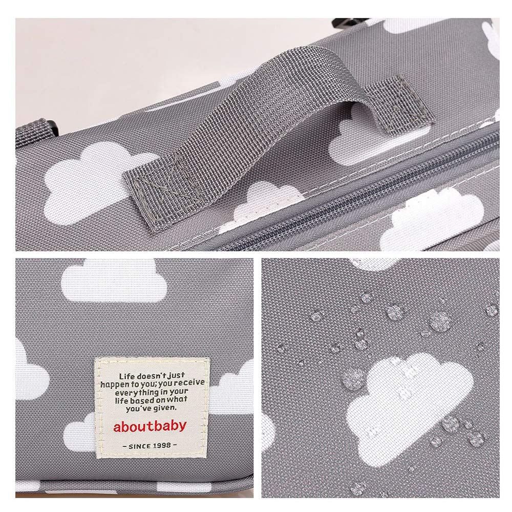MOMIGO Baby Diaper Caddy Tote Baby Stroller Bag Nursery Storage Bin for Wipes & Toys Mini Diaper Bag for Outdoor (Grey Cloud)