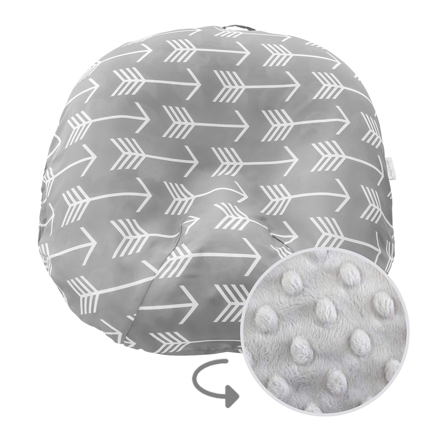 Water Resistant Removable Cover For Newborn Lounger | Unisex Gray Arrow Design | Minky Slipcover | Premium Quality Soft Wipeable