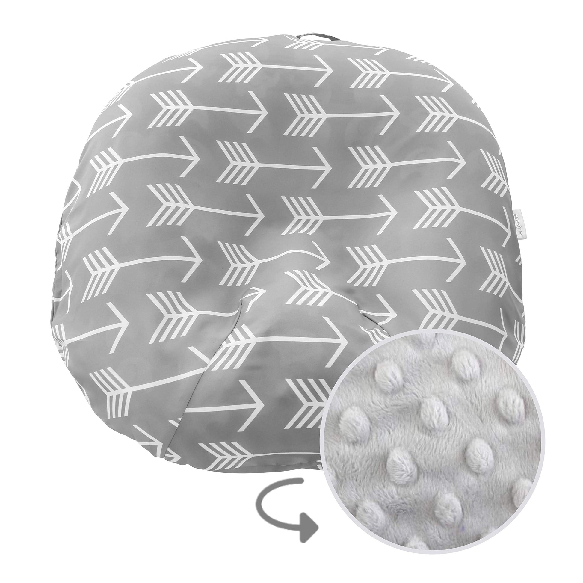 Water Resistant Removable Cover For Newborn Lounger | Unisex Gray Arrow Design | Minky Slipcover | Premium Quality Soft Wipeable