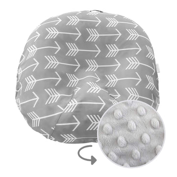 Water Resistant Removable Cover For Newborn Lounger | Unisex Gray Arrow Design | Minky Slipcover | Premium Quality Soft Wipeable