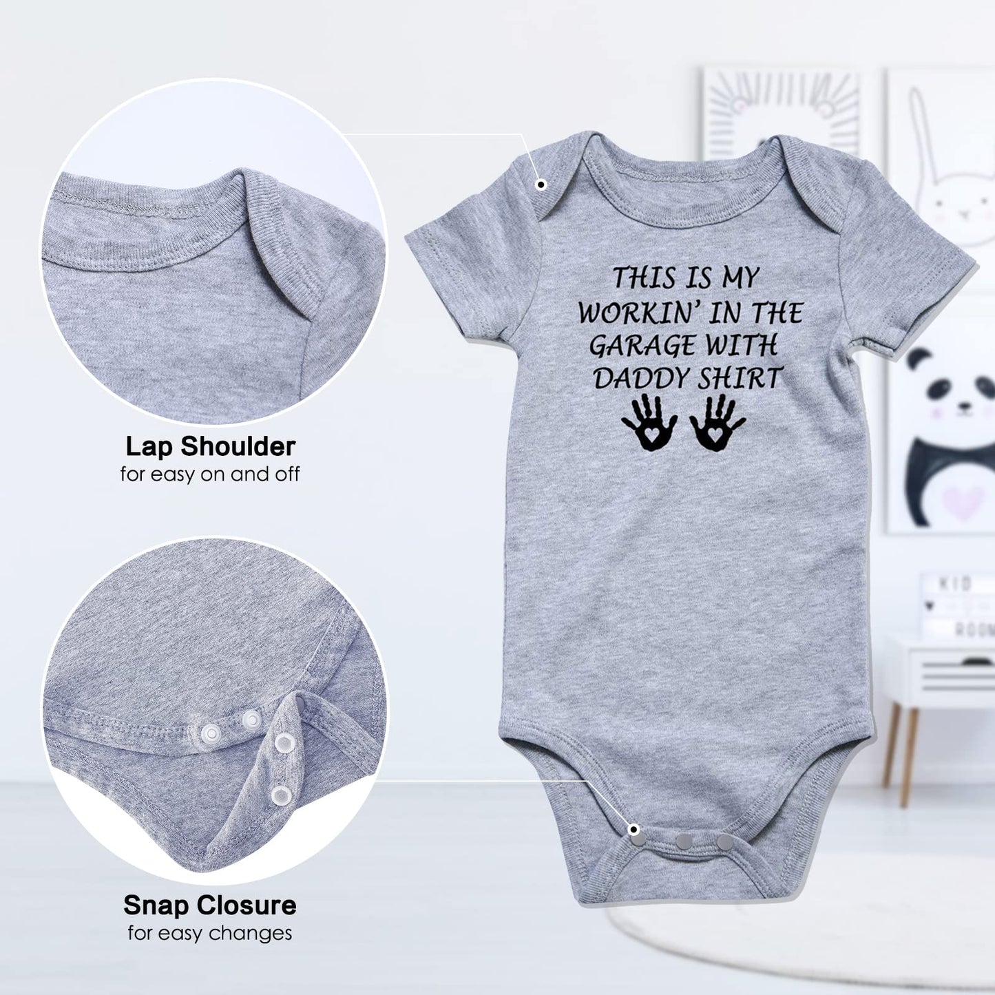 Funnycokid Baby Boys Romper Newborn Stuff Unisex Girls Announcement Bodysuit Clothes This Is My Workin In The Garage With Daddy