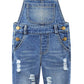 Kidscool Space Baby & Little Girls/Boys Big Bib Pocket Stone Washed Ripped Denim Overalls,Blue,6-12 Months