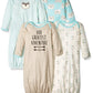 Gerber Unisex Baby Boy And Girls 4-Pack Sleeper Gown Aqua Fox Preemie