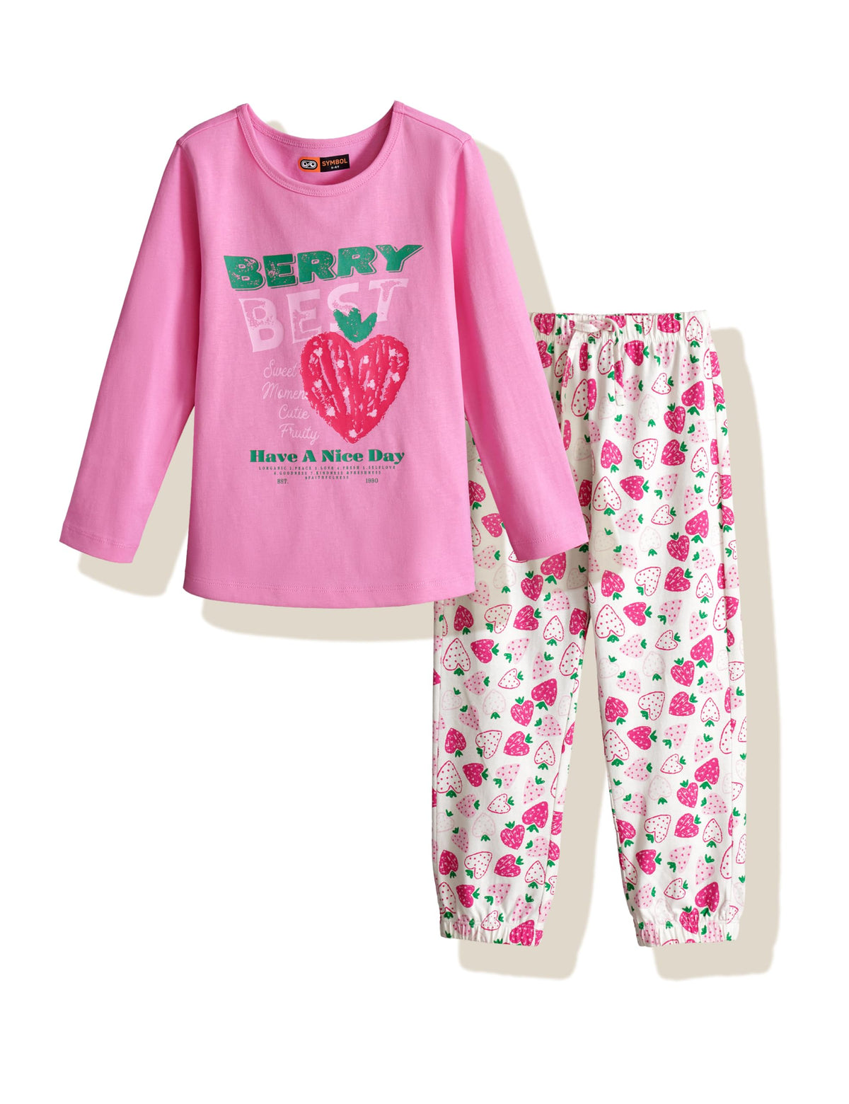 Amazon Brand  Symbol Girls Night Dress | 100% Cotton TShirt & Cuffed Pajama Set | Age 214 Years (SKSLGSS2604 (214 yrs)_LP