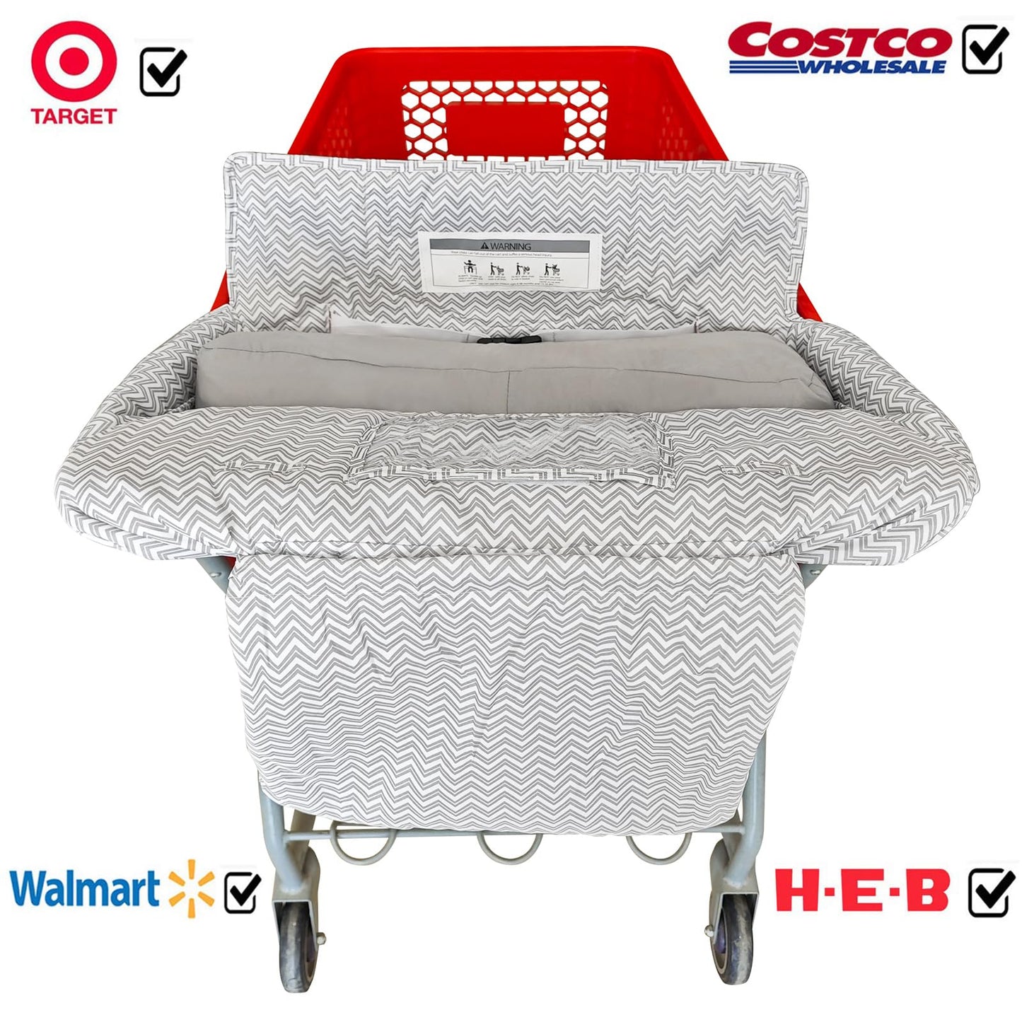 Soft Pillow Attached 2-In-1 Shopping Cart And High Chair Cover For Baby, Cotton Padded Cart Cover, Fold'N Roll Style, Portable W