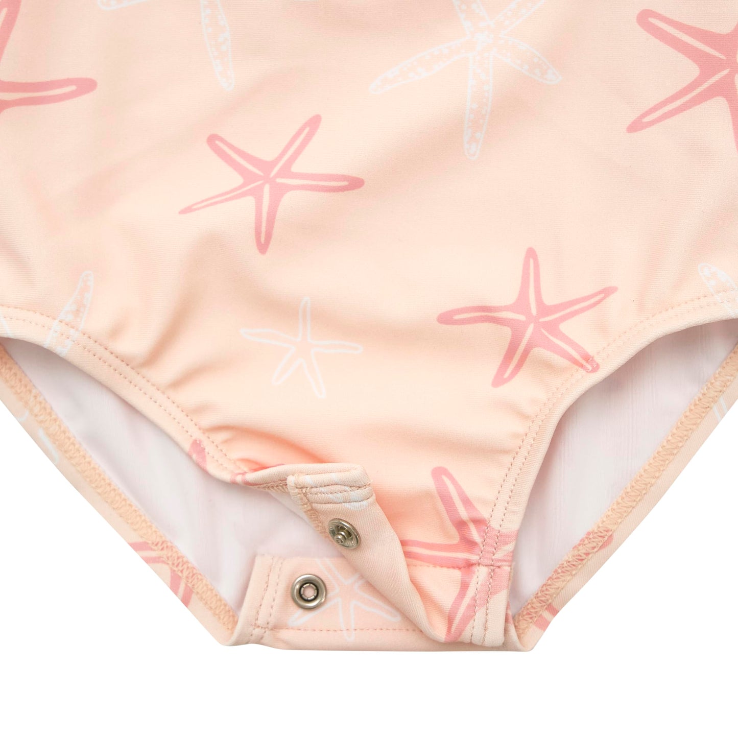 Gerber Girls' Toddler Long Sleeve One Piece Rashguard Swimsuit, Pink Starfish