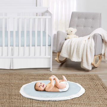 Sweet Jojo Designs Blue Clouds Boy Baby Playmat Tummy Time Infant Play Mat - Slate And White Cloud Sky For Vintage Airplane Avia