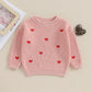Baby Girl Cute Long Sleeve Crew Neck Love Embroidery Sweater Toddler Valentine Day Outfits (Pink Heart, 0-3 Months)
