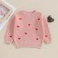 Baby Girl Cute Long Sleeve Crew Neck Love Embroidery Sweater Toddler Valentine Day Outfits (Pink Heart, 6-9 Months)