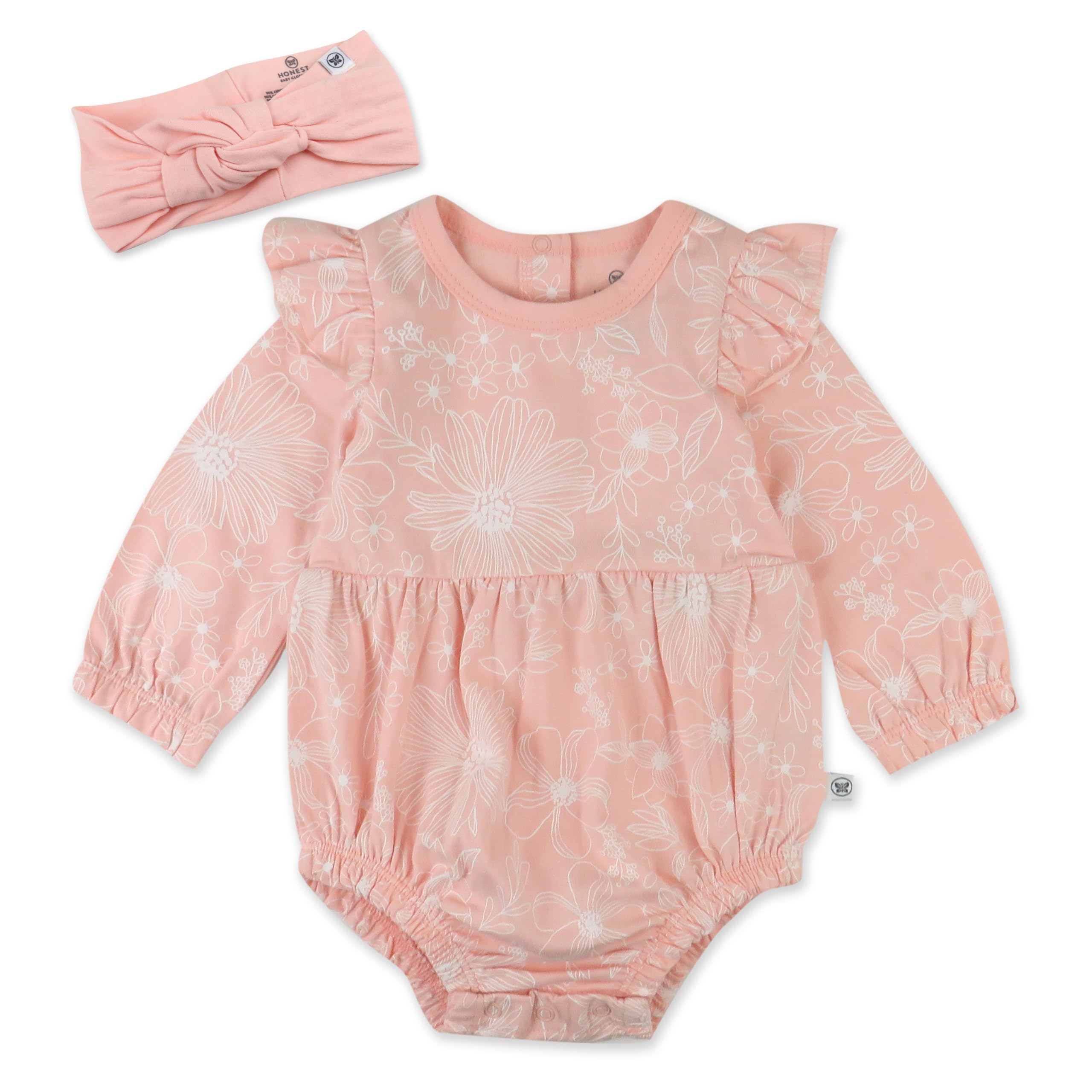 Honestbaby 2 Piece Bubble Romper & Headband Set,Girl,Sketchy Floral Du – Cutebab WBBAPB0D5FQS1TV