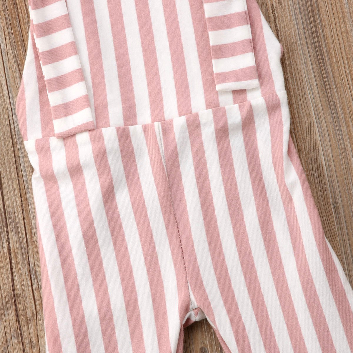 Zaxarra Toddler Baby Girl Stripes Bell-Bottom Jumpsuit Romper Overalls Long Pants Outfits (2-3 Years, Brown Pink)
