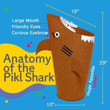 Pikl Kids Shark Laundry Hamper, Brown - 29X16X10 Inches, Portable Toy Storage Basket For Nursery, Bedroom, Bathroom, Boys & Girl