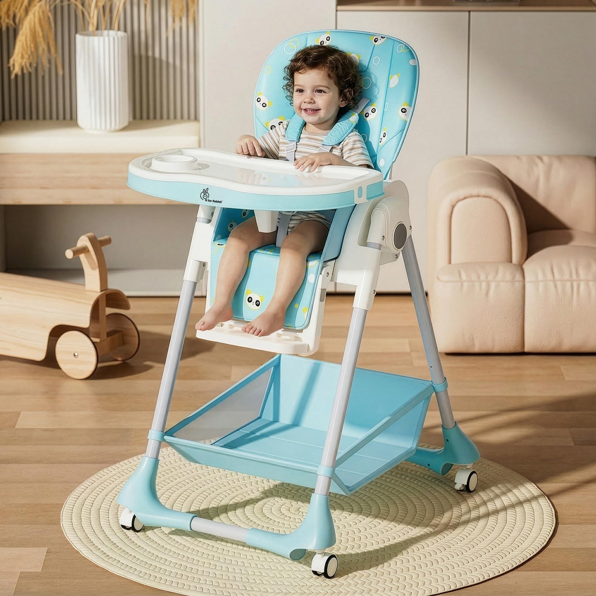 R For Rabbit Marshmallow High Chair For Baby, Position High Chair With 7 Level Height And 3-Recline Modes With Adjustable Footre