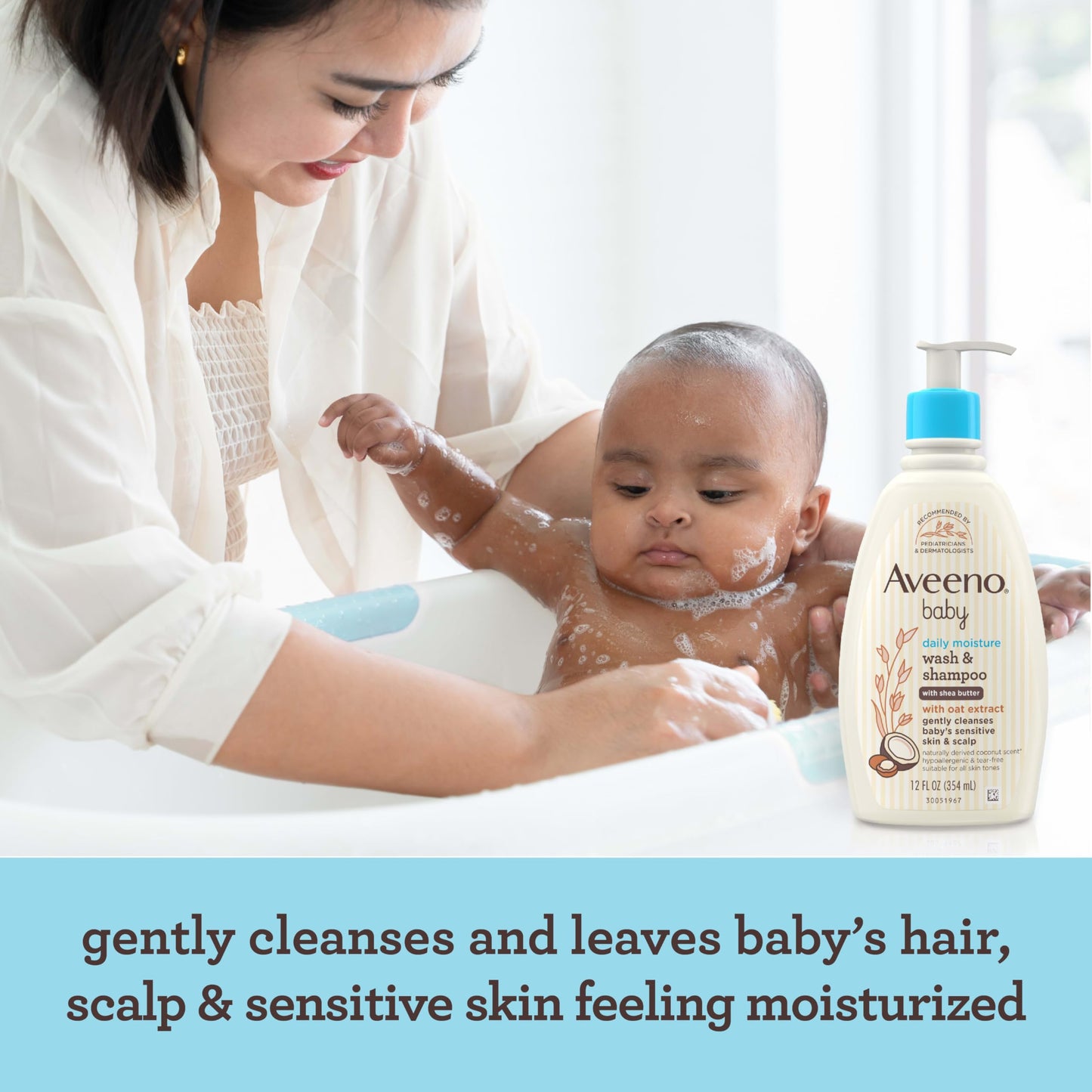 Aveeno Baby Daily Moisturizing 2-In-1 Wash & Shampoo, Baby Body Wash & Shampoo With Shea Butter & Oat Extract Gently Cleanses Ba