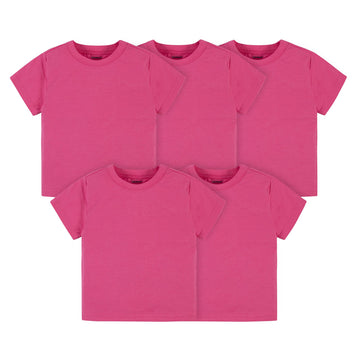 Gerber Baby Toddler 5-Pack Solid Short Sleeve T-Shirts Jersey 160 Gsm, Hot Pink, 4T