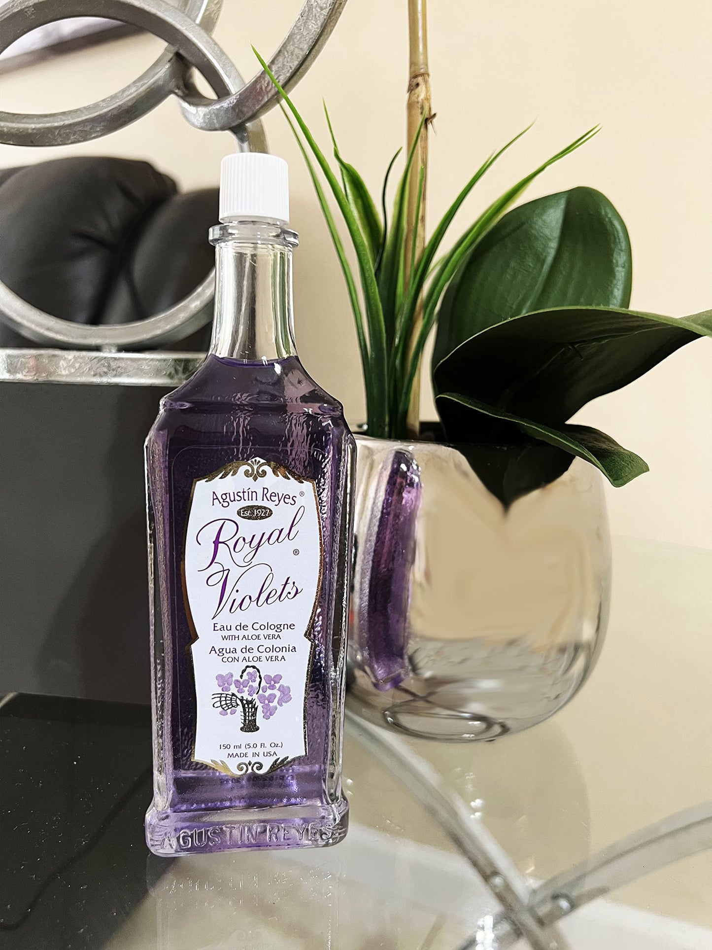 Agustin Reyes Royal Violets Cologne With Aloe Vera Glass Bottle 5 Fl Oz Gently And Refreshing Fragance For Baby, Childrens And A