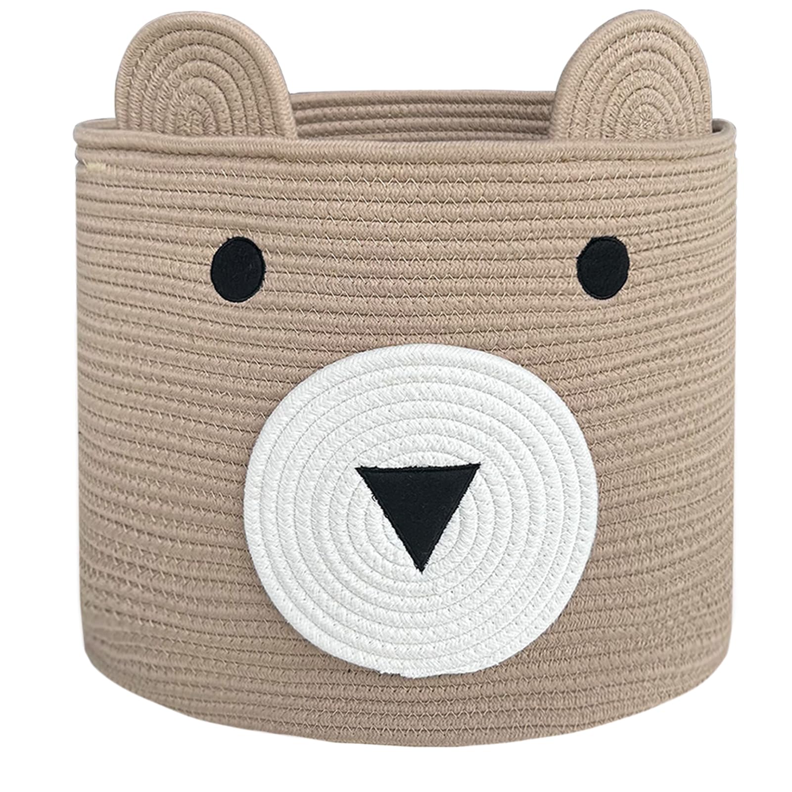 Vk Vkliving Bear Storage Basket Foldable Animal Basket, Cotton Rope Baby Laundry Basket Woven Gift Basket Cute Toy Basket, Large