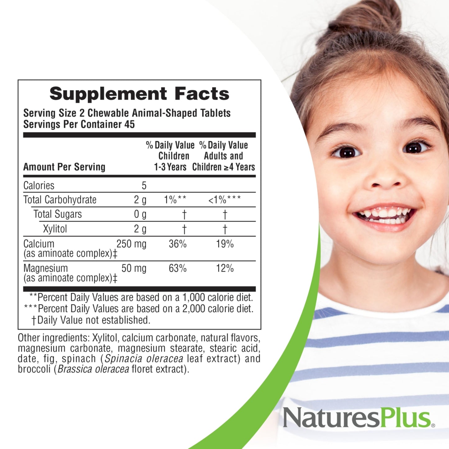 Naturesplus Animal Parade Sugar-Free Children'S Calcium, Vanilla Sundae Flavor - 90 Chewable Animal Shaped Tablets, Pack Of 2 -
