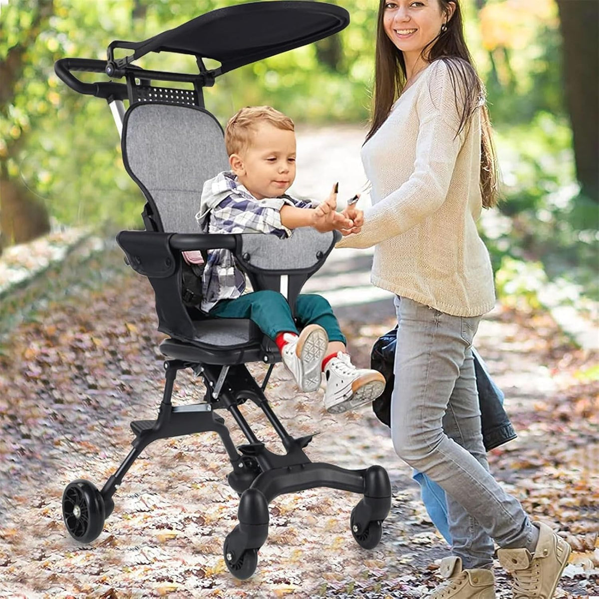 KRLZ Kids Strollers, Compact Baby Stroller, Lightweight Travel Stroller with Adjustable Handles and Backrest, OneHand Fold, for