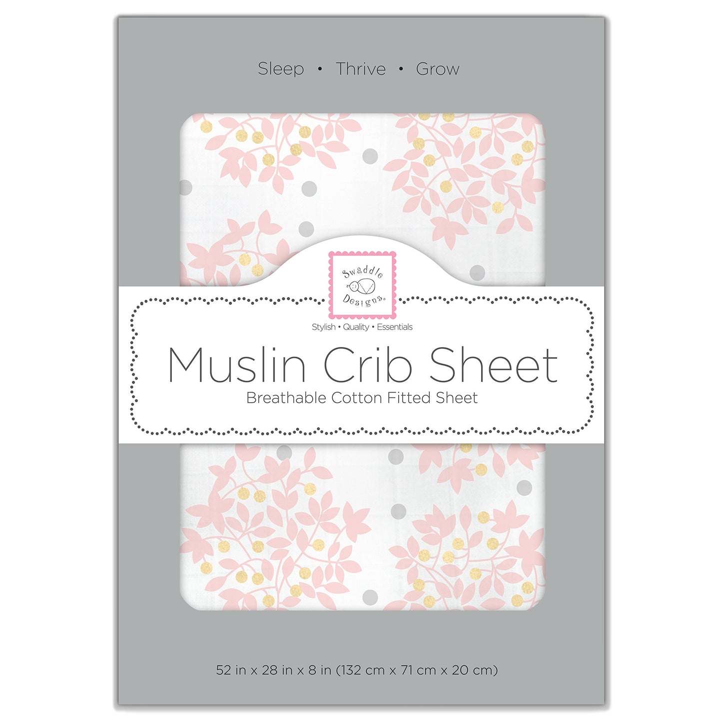 Swaddledesigns Softest Cotton Muslin Fitted Crib Sheet/Toddler Sheet For Baby Boy & Girl, Pink Heavenly Floral