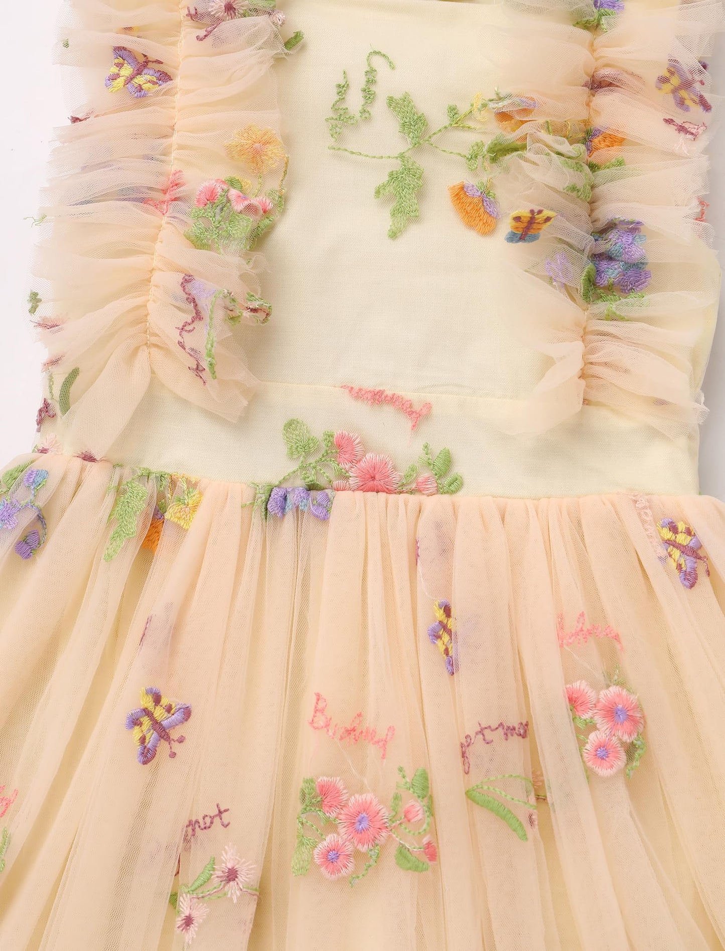 Ibtom Castle Flower Girl Dress Toddler Baby Girls Birthday Party Floral Embroidered Tulle Dress Wedding Pageant Dress Easter Boh