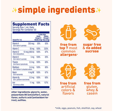 Enfamil Poly-Vi-Sol With Iron Liquid Multivitamin Drops, Supports Growth & Development*, 50Ml Bottle (Pack Of 3)