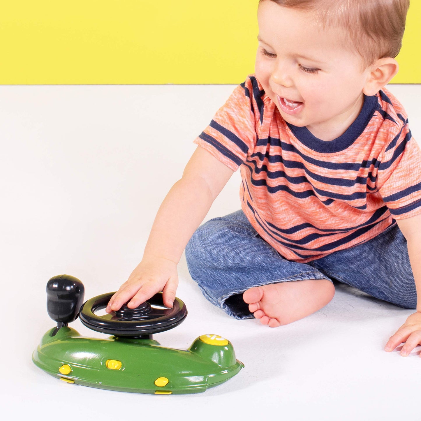 Bright Starts John Deere 4-in-1 Gator Green Baby Activity Center & Push Walker with Removable Interactive Steering Wheel Toy, 6